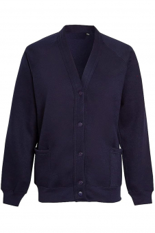 Kids Girls Unisex School Fleece Button Cardigan Uniform Sweatshirt Age 5-14 Years Navy