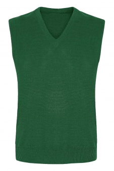 Kids Green Knitted V-Neck Sleeveless School Uniform Jumper