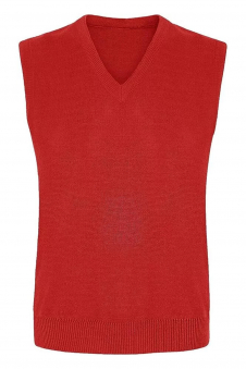 Kids Red Knitted V-Neck Sleeveless School Uniform Jumper