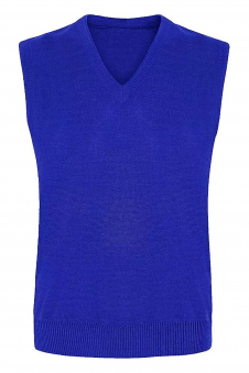 Kids Royal Blue Knitted V-Neck Sleeveless School Uniform Jumper