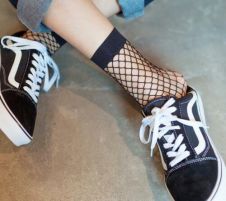 Crazy Chick Black Fish Net Lace Socks