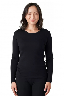 Ladies Black Thermal Warm Underwear Long Sleeve Vest