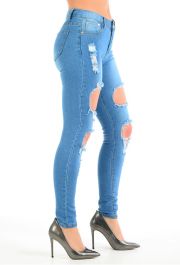 Ladies High Waisted Blue Jeans