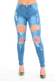 Ladies High Waisted Blue Jeans