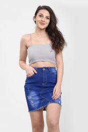 Ladies High Waisted Blue Skirt