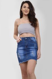 Ladies High Waisted Blue Skirt
