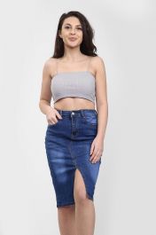 Ladies High Waisted Blue Skirt