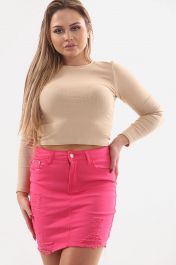 Ladies High Waisted Pink Skirt