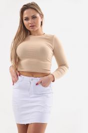 Ladies High Waisted White Skirt