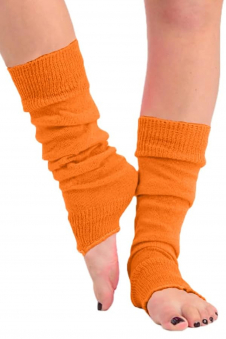 Ladies Orange Stylish Acrylic Leg Warmers for 80s Parties