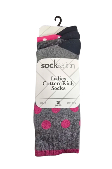 Active Star Ladies Sock Geo Mix (Pack of 3 pairs)