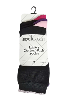 Active Star Ladies Socks Multi-colour Heel & Toe (Pack of 3 pairs)