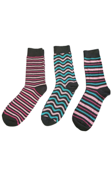 Active Star Ladies Socks Ziggy Stripe (Pack of 3 pairs)