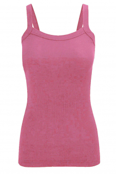 Ladies Strappy Rib Vest Plain Stretchy Ribbed Vest Top Fuchsia