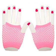 Wickedfun Light Pink Fingerless Short Fishnet Gloves