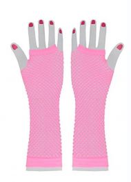 Wickedfun Light Pink Long Fishnet Gloves 
