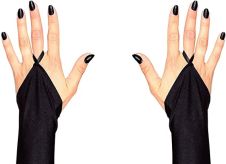 Wickedfun Short Fingerless Black Satin Gloves