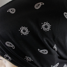 Long Tail Black Durag White Paisley Print