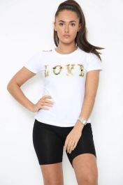 Heart Sequin Trim T Shirt
