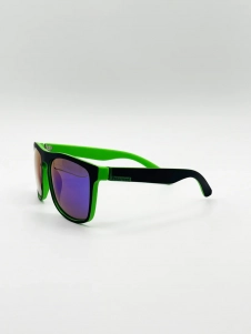 Matte Black Wayfarer Sunglasses With Blue Mirrored Lens