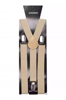 Men Beige Adjustable Elasticated 25mm Heavy Duty Clip On Suspender