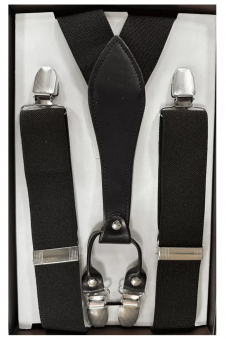 Men Black Y-back Braces Clip-On Adjustable Suspenders