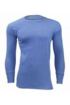Men Blue Thermal Underwear Long Sleeve T-shirt