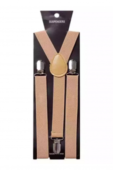 Men Dark Beige Adjustable Elasticated 25mm Heavy Duty Clip On Suspender