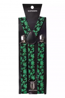 Men Ganja Print Adjustable Elasticated 25mm Heavy Duty Clip On Suspender