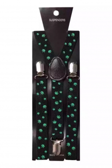 Men Mini Ganja Print Adjustable Elasticated 25mm Heavy Duty Clip On Suspender