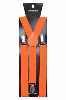 Men Orange Adjustable Elasticated 25mm Heavy Duty Clip On Suspender