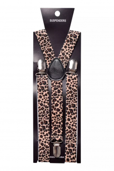 Men Panther Print 2 Adjustable Elasticated 25mm Heavy Duty Clip On Suspender