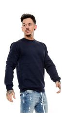 Navy Men Plain Round Neck Full Sleeve Sweatshirt