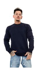 Navy Men Plain Round Neck Full Sleeve Sweatshirt