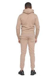 Men Plain Khaki Zipper Hoodie Warm Tracksuit