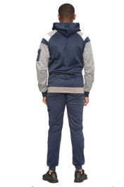 Men Plain Blue Zipper Hoodie Warm Tracksuit