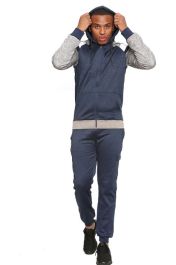 Men Plain Blue Zipper Hoodie Warm Tracksuit