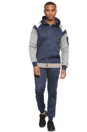 Men Plain Blue Zipper Hoodie Warm Tracksuit