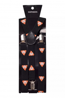 Men Poo Emoji Adjustable Elasticated 25mm Heavy Duty Clip On Suspender