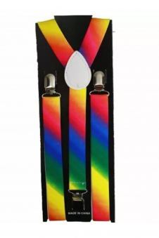 Men Rainbow Adjustable Elasticated 25mm Heavy Duty Clip On Suspender