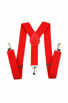Men Red Adjustable Elasticated 25mm Heavy Duty Clip On Suspender