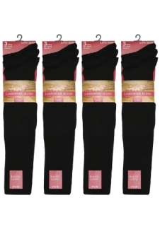 Active Star Men’s Fine Wool Long Black Socks (Pack of 3 Pairs)