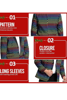 Men’s Ugly Christmas Blazer-Slim Fit Festive Snowflake Suit Jacket