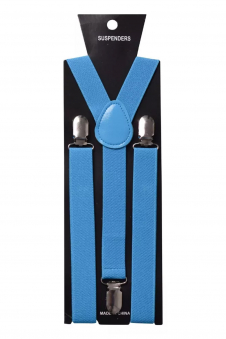 Men Turquoise Adjustable Elasticated 25mm Heavy Duty Clip On Suspender