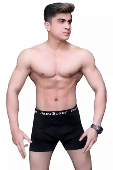 Mens cotton black underwear boxer with trunk (PACK OF 3)