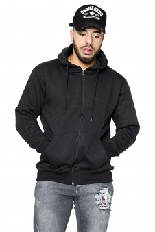 Mens Fleece Hooded Zip Plain Sweatshirt Top Sizes S to 5XL