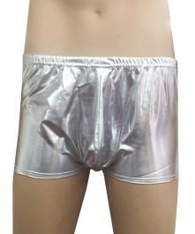 Men Shiny Metallic Silver Boxer Shorts 