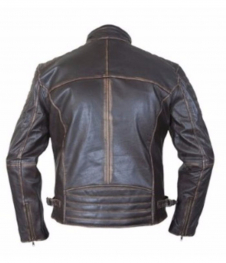 Men's Vintage Cafe Racer Biker Genuine Brown Leather Jacket