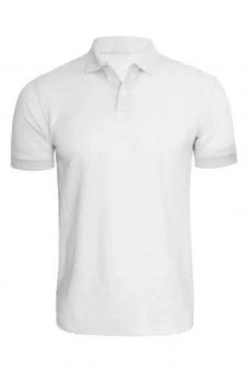 Mens White Casual Summer Polo Shirt Collared Top