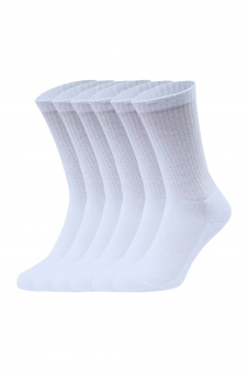 Men's White Rich Cotton Plain Sportswear Socks (Pack Of 6)